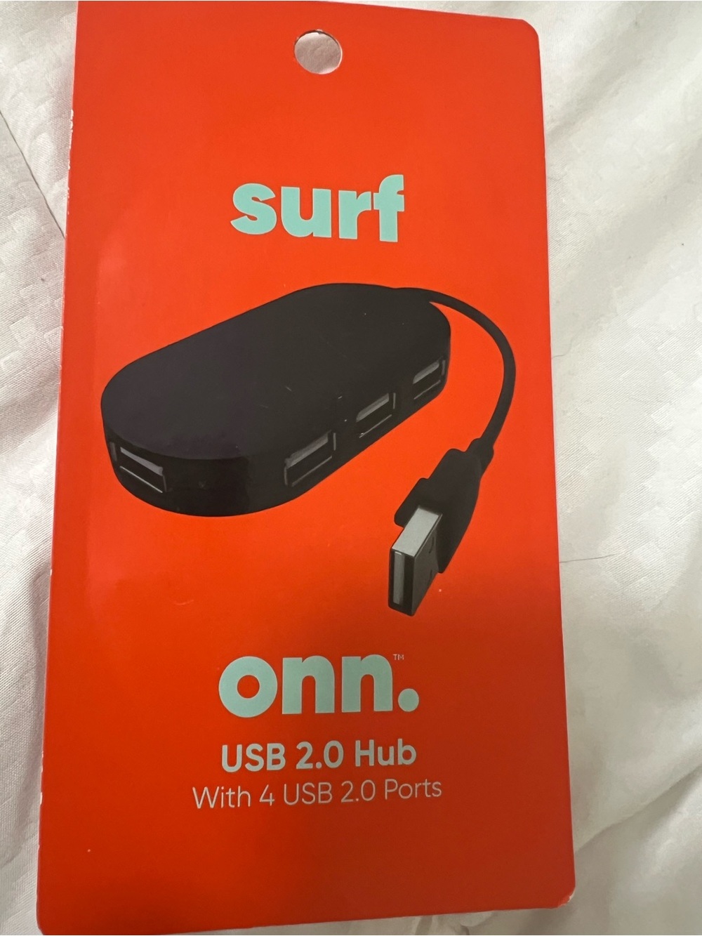 onn. Black 4-Port USB 2.0 Hub — Compact Portable USB Hub